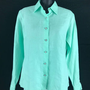 Womens Michael Kors Button Linen Blouse Size 4 Top